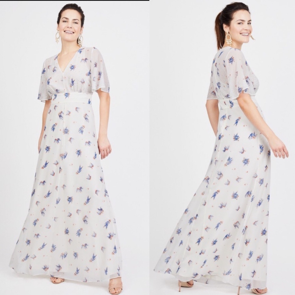 Juicy couture georgette flutter sleeve maxi dress